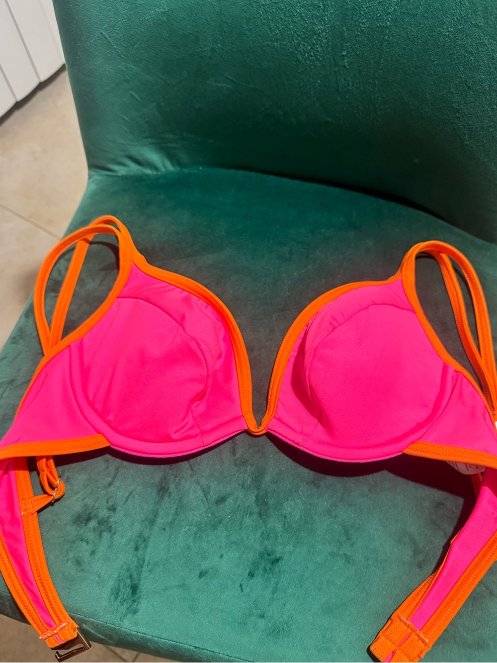 Kate Spade Radiant Pink Orange Underwire Bikini Top Size S